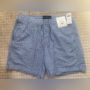 Abercrombie & Fitch Blue Striped Pull-On Shorts 6” Cotton Size L NWT